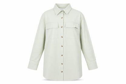 Missguided Women’s Mint Green Faux Leather Oversized Button-Up Shirt Jacket UK 12