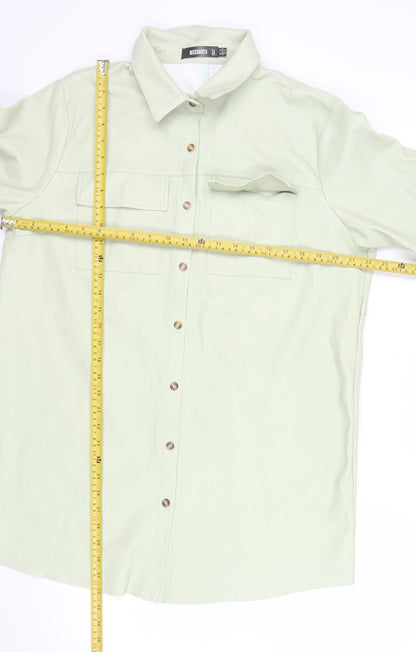 Missguided Women’s Mint Green Faux Leather Oversized Button-Up Shirt Jacket UK 12