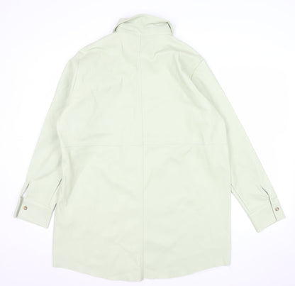 Missguided Women’s Mint Green Faux Leather Oversized Button-Up Shirt Jacket UK 12