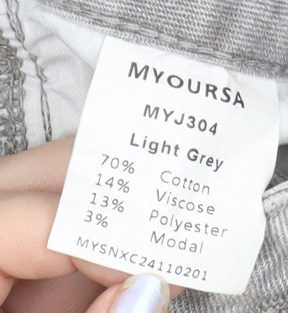 MYOURSA Women’s Light Grey Wide-Leg Jeans Size M Regular Fit