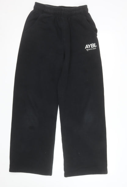 AYBL Women's Black Small Sweatpants Elastic Waist Sports Club