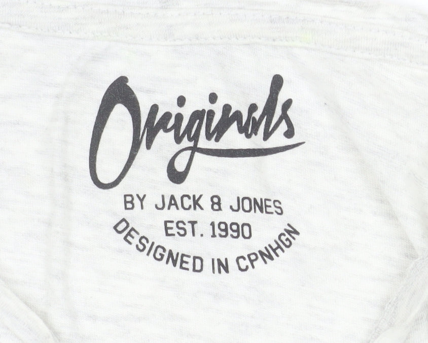 Jack & Jones Originals Men's Grey Large Graphic Print T-Shirt