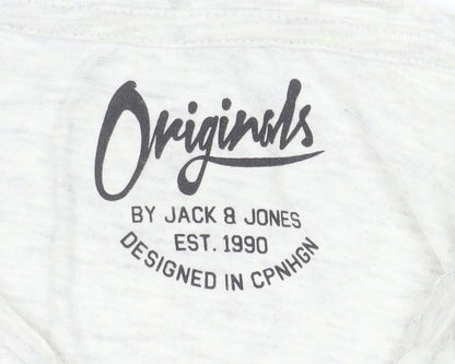 Jack & Jones Originals Men's Grey Large Graphic Print T-Shirt