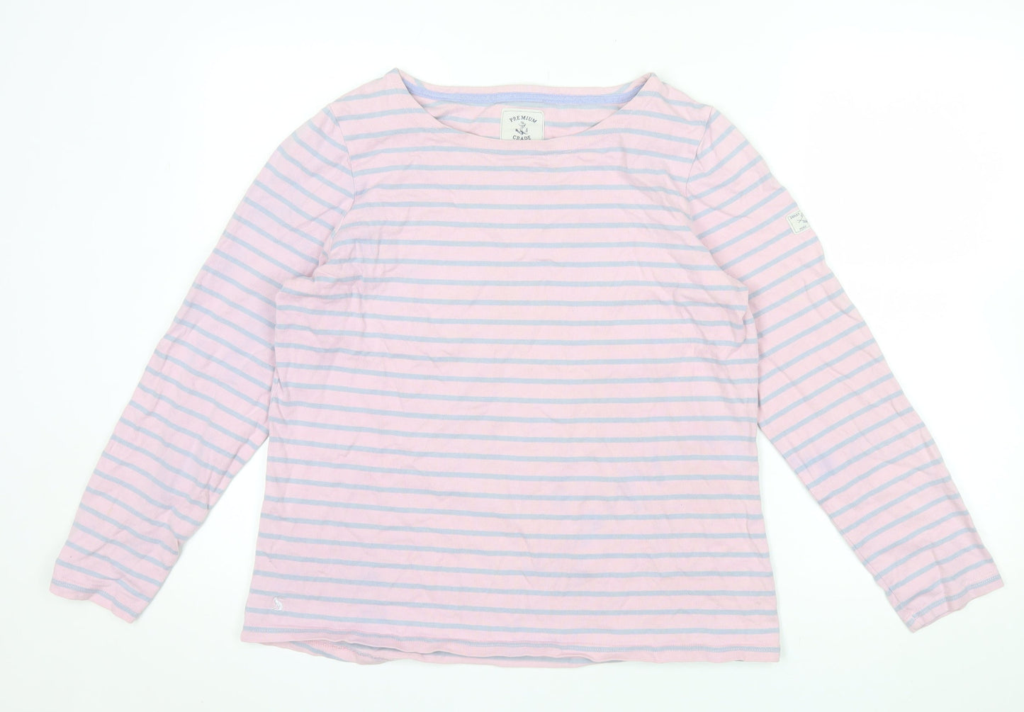 Joules Womens Pink Striped Long Sleeve Cotton Jersey T-Shirt UK14