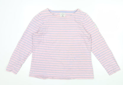Joules Womens Pink Striped Long Sleeve Cotton Jersey T-Shirt UK14