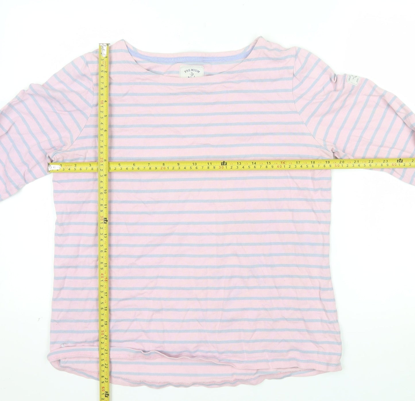 Joules Womens Pink Striped Long Sleeve Cotton Jersey T-Shirt UK14