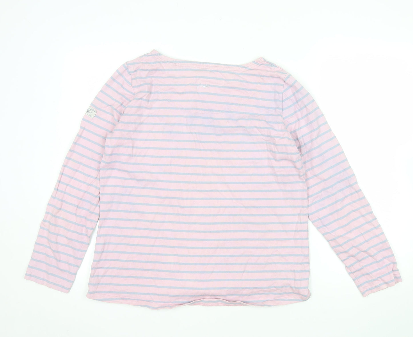 Joules Womens Pink Striped Long Sleeve Cotton Jersey T-Shirt UK14