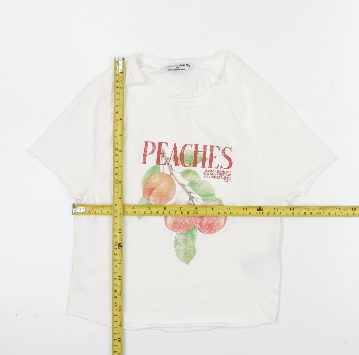 Primark Women’s White XS Graphic Peaches Cotton T-Shirt