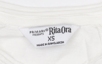 Primark Women’s White XS Graphic Peaches Cotton T-Shirt