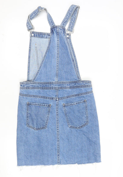 Denim Co. Women Blue Size 6 Pinafore Denim Short Dress