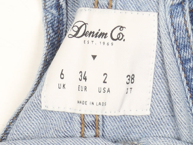 Denim Co. Women Blue Size 6 Pinafore Denim Short Dress