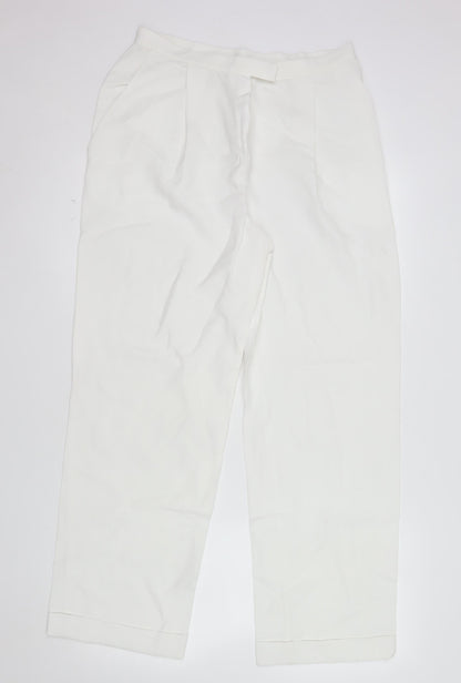 Marks and Spencer Women’s White Linen Blend Straight Leg Trousers Size 14