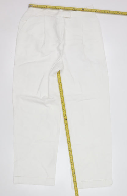 Marks and Spencer Women’s White Linen Blend Straight Leg Trousers Size 14