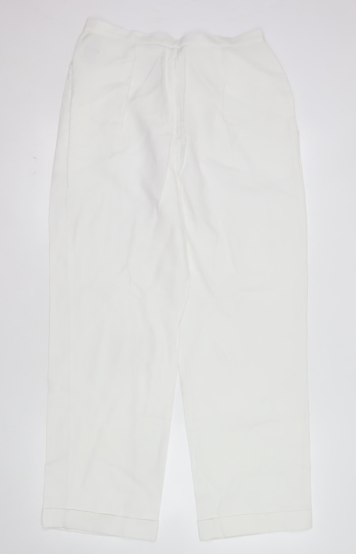 Marks and Spencer Women’s White Linen Blend Straight Leg Trousers Size 14