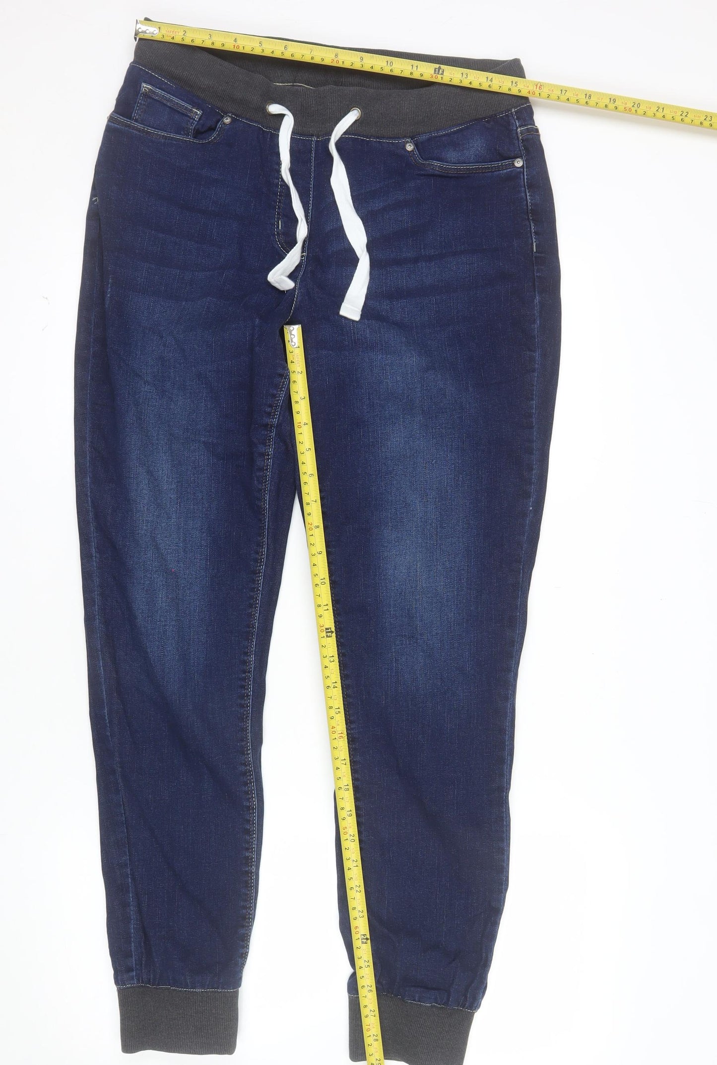 bpc bonprix Collection Women Blue Size 16 Jegging Jeans with Drawstring Waist