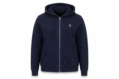 U.S. Polo Assn Women Navy Blue Full Zip Hoodie Size L Cotton Blend