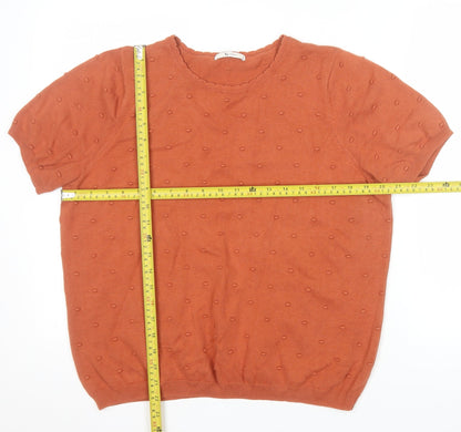 Tu Women Brown Short Sleeve Cotton Knit T-Shirt Size 16