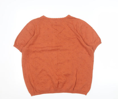 Tu Women Brown Short Sleeve Cotton Knit T-Shirt Size 16