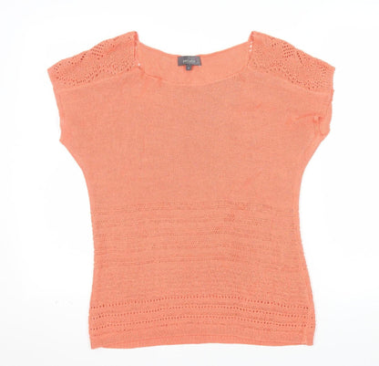 Marks and Spencer Per Una Orange Cotton Blend Crochet Tunic Top Size 12