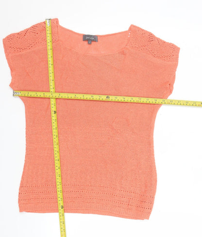 Marks and Spencer Per Una Orange Cotton Blend Crochet Tunic Top Size 12
