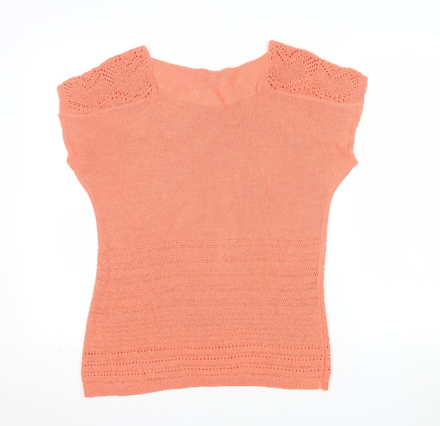 Marks and Spencer Per Una Orange Cotton Blend Crochet Tunic Top Size 12