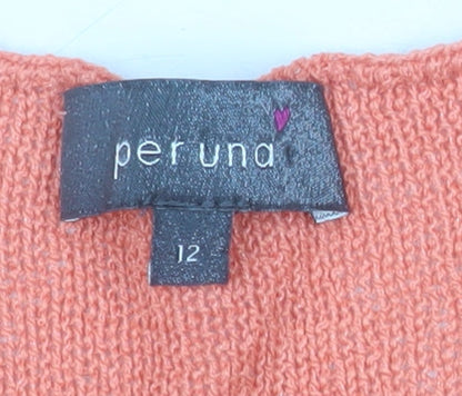 Marks and Spencer Per Una Orange Cotton Blend Crochet Tunic Top Size 12