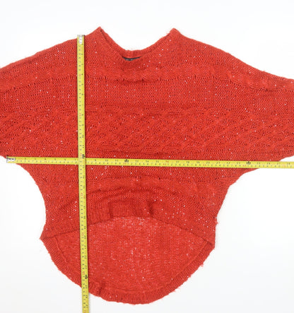 Select Women Red Acrylic Polyester Open-Knit Jumper UK 12