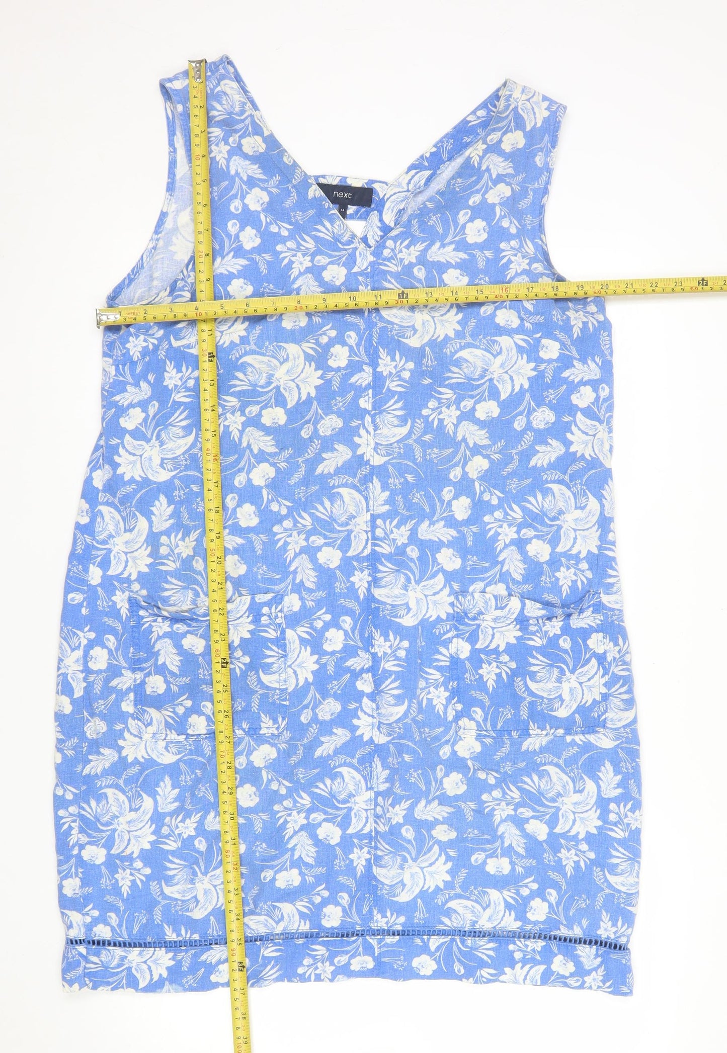Next Women’s Blue Floral Knee Length Shift Dress Size 14
