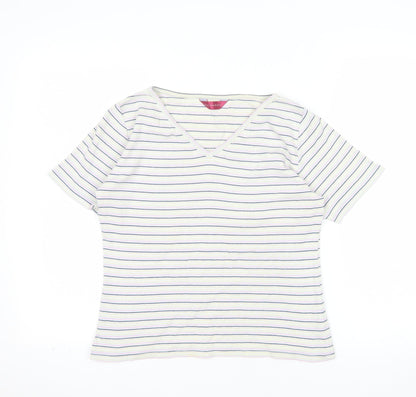 Richards Womens Multicoloured Striped V-Neck Short Sleeve T-Shirt M