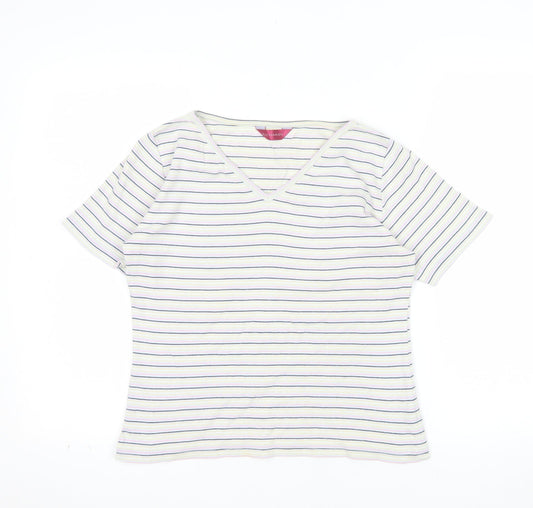 Richards Womens Multicoloured Striped V-Neck Short Sleeve T-Shirt M