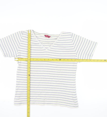 Richards Womens Multicoloured Striped V-Neck Short Sleeve T-Shirt M