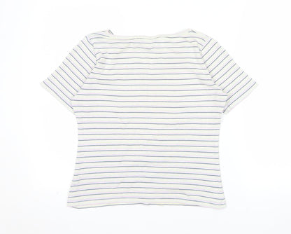 Richards Womens Multicoloured Striped V-Neck Short Sleeve T-Shirt M