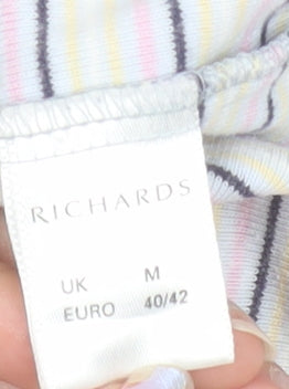 Richards Womens Multicoloured Striped V-Neck Short Sleeve T-Shirt M
