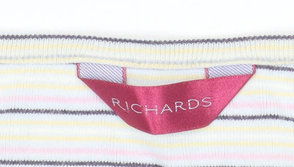 Richards Womens Multicoloured Striped V-Neck Short Sleeve T-Shirt M