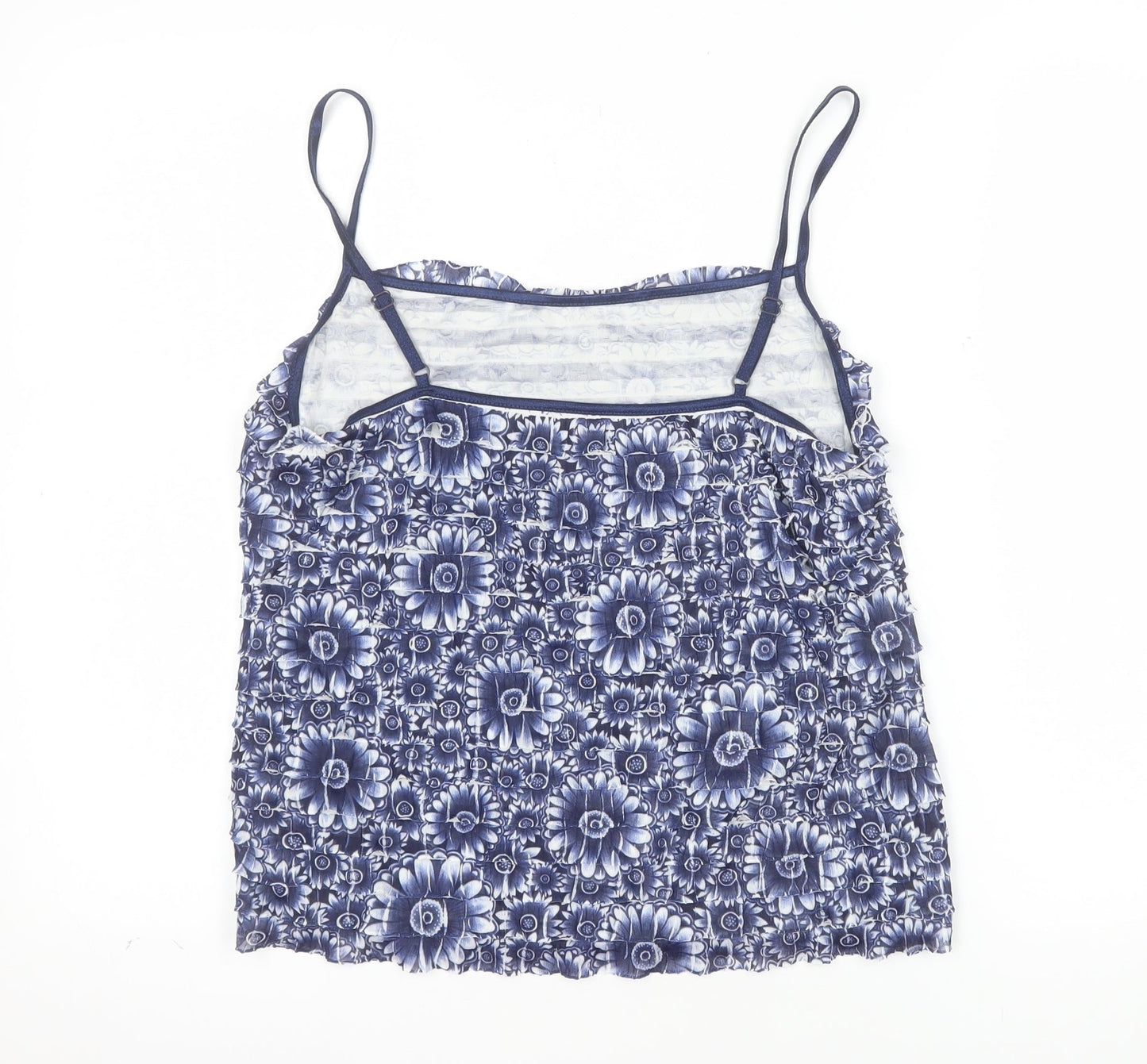 Marks and Spencer Per Una Women's Blue Floral Ruffle Camisole Top Size 14