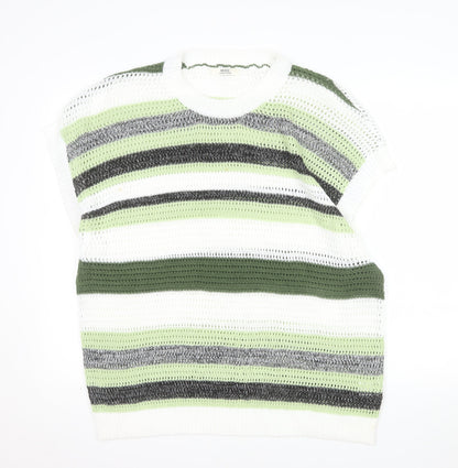 EEICC Women’s Multicoloured Striped 2XL Open-Knit Pullover Jumper