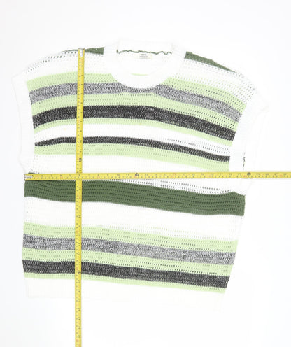 EEICC Women’s Multicoloured Striped 2XL Open-Knit Pullover Jumper