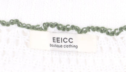 EEICC Women’s Multicoloured Striped 2XL Open-Knit Pullover Jumper