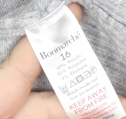 Bonmarché Women’s Grey Crew Neck Heart Star Jumper Size 16