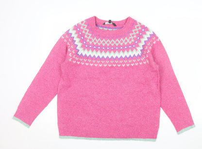 Bonmarché Women’s Pink Fair Isle Knit Jumper Size 14