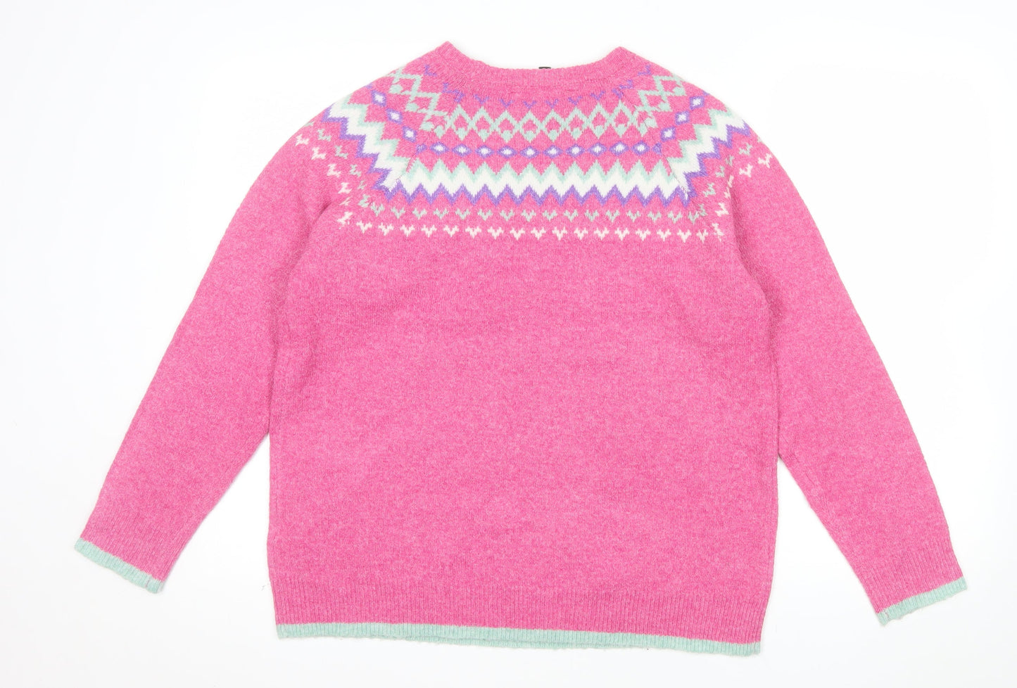 Bonmarché Women’s Pink Fair Isle Knit Jumper Size 14