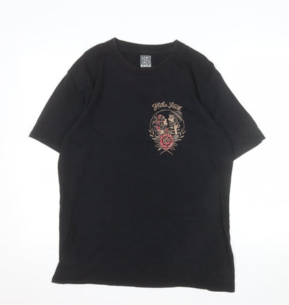 Hobo Jack Men's Black Graphic Tattoo Style T-Shirt Medium