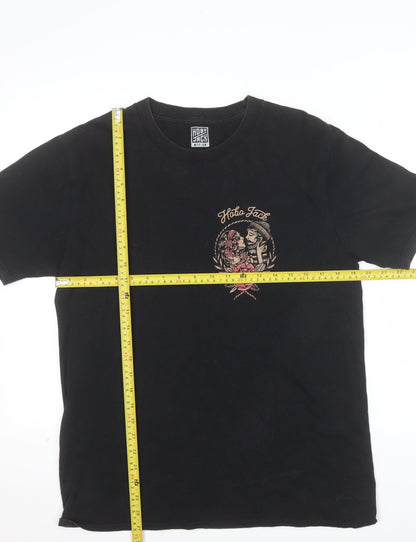 Hobo Jack Men's Black Graphic Tattoo Style T-Shirt Medium