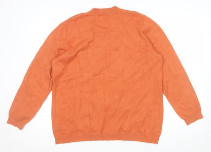 Damart Womens Orange Floral Knit Crew Neck Pullover Jumper L