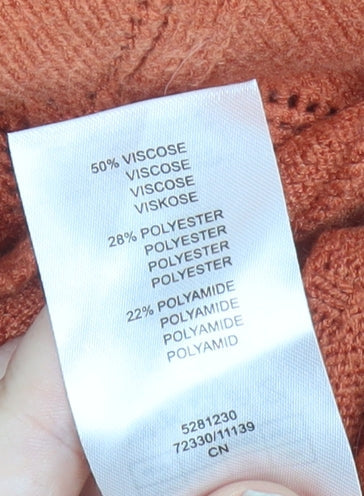 Damart Womens Orange Floral Knit Crew Neck Pullover Jumper L