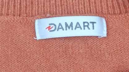 Damart Womens Orange Floral Knit Crew Neck Pullover Jumper L