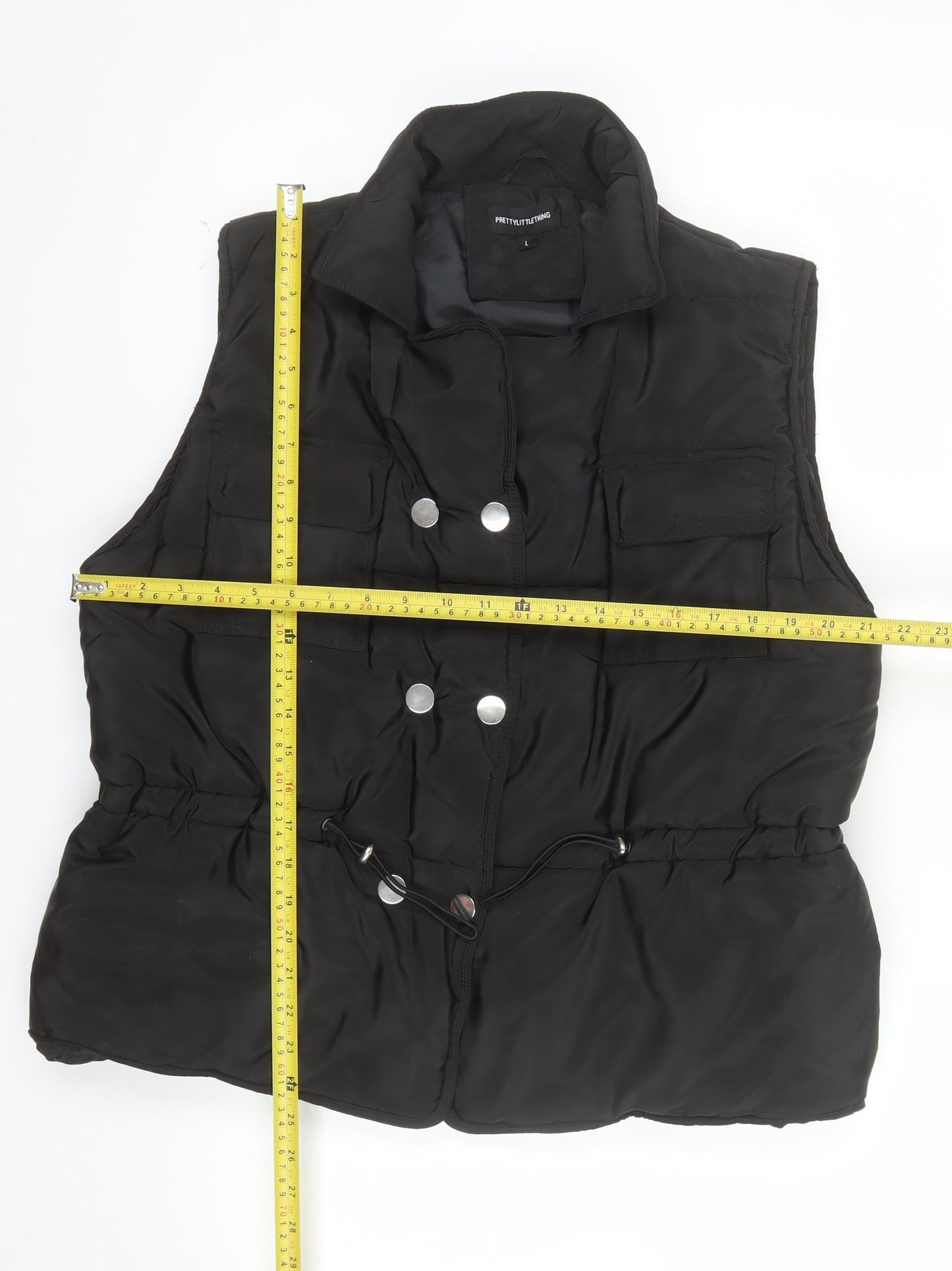PrettyLittleThing Women's Black L Puffer Waistcoat Gilet