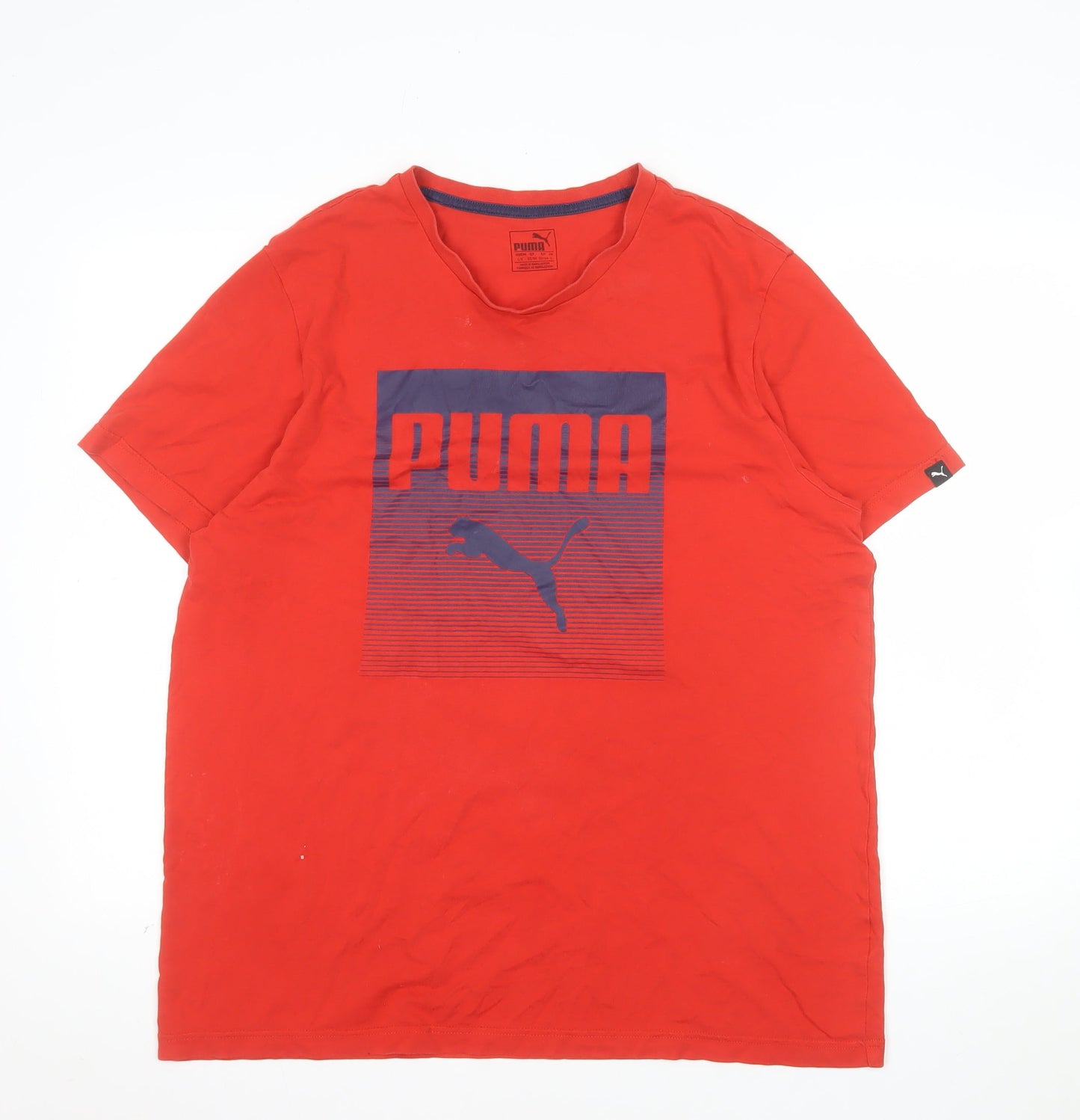 Puma Men's Red Large Graphic Print Cotton Crew Neck T-Shirt