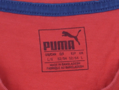 Puma Men's Red Large Graphic Print Cotton Crew Neck T-Shirt