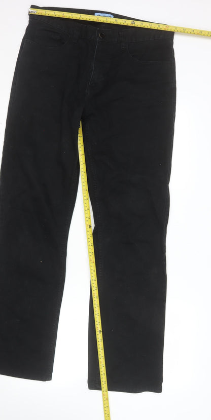 George Men's Black Straight Fit Jeans 34W 33L Denim Classic